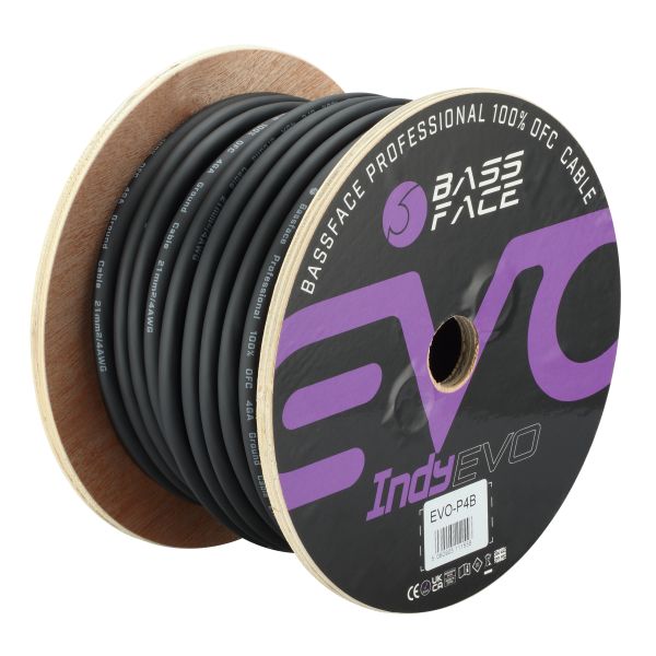 Bassface EVO-P4B - przewód zasilający 4AWG, czysta miedź OFC, przekrój 21 mm2, rolka 30 metrów